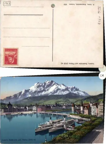64174,Luzern Seebrücke m. Dampfer am see