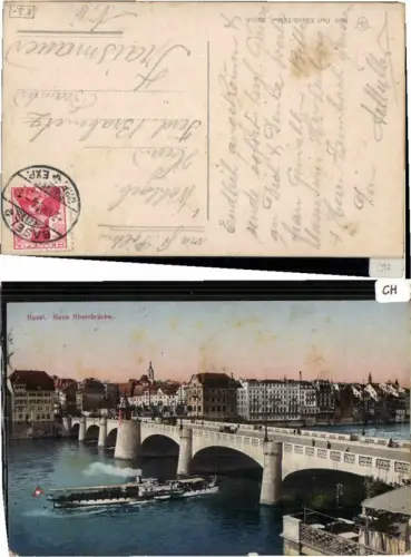 64176,Basel Neue Rheinbrücke Dampfer
