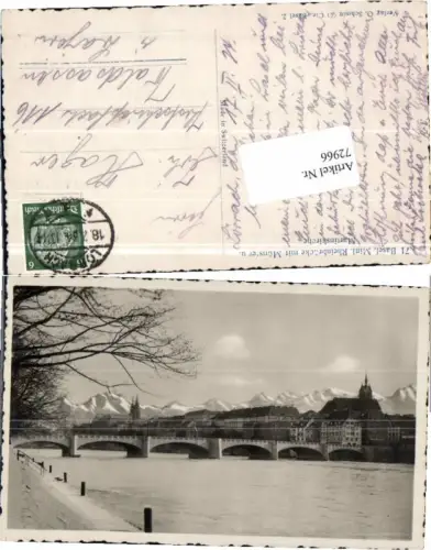 72966,Basel Rheinbrücke Martinskirche 1934