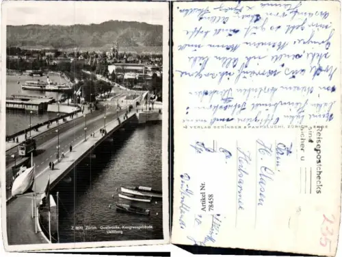78458,Zürich Quaibrücke Strassenbahn Boote