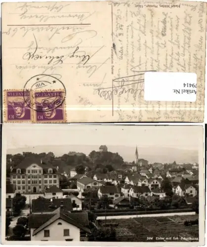 79414,Uster m. Schulhaus Teilansicht 1921