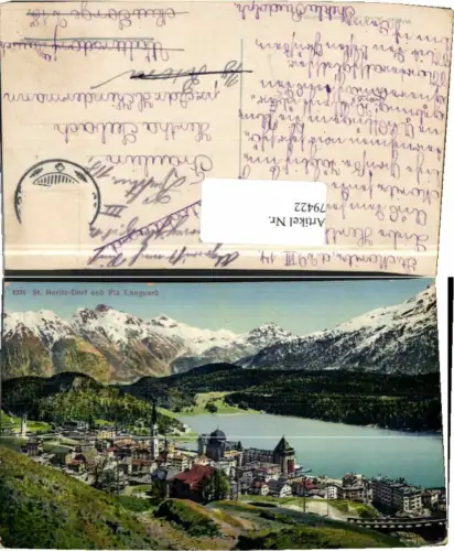 79422,St Moritz Dorf Piz Languard COLOR 1914