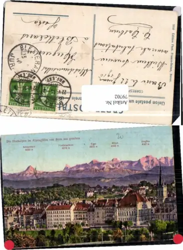 79702,Bern Hochalpen Mönch Eiger Schreckhorn 1910