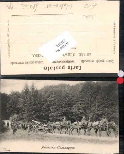 133578,Schweizer Armee Soldaten Artillerie Pferde Geschütz Kanone
