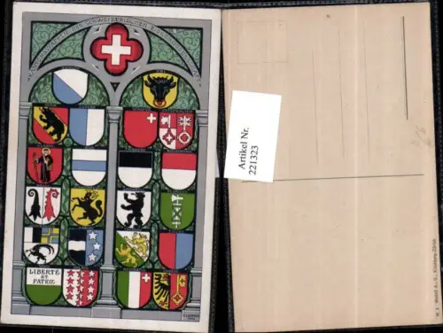221323,Künstler AK H. Lavater Kantonswappen Wappen d. Schweiz Zürich Bern Luzern Appenzell