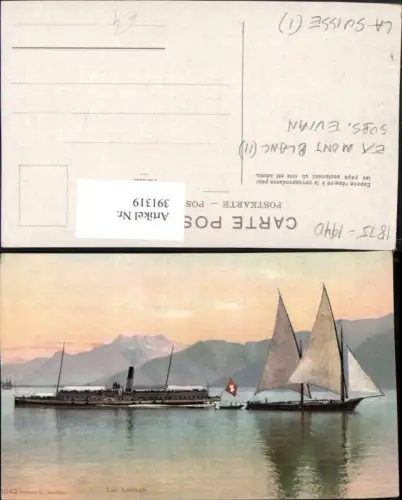 391319,Lac Leman Genfersee See Dampfer La Suisse Segelboot Bergkulisse
