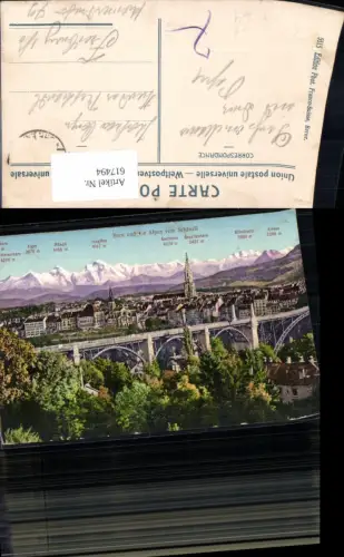 617494,Bern u. d. Alpen v. Schänzli Gipfelkarte