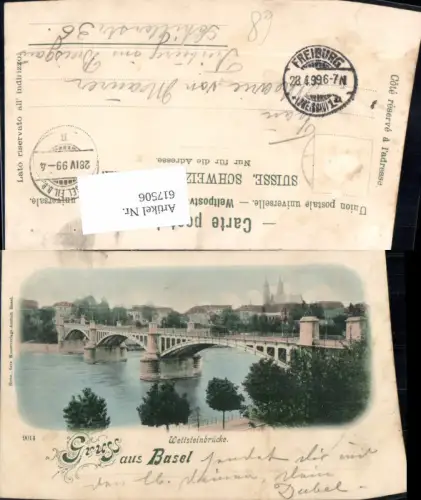 617506,Litho Basel Wettsteinbrücke Brücke