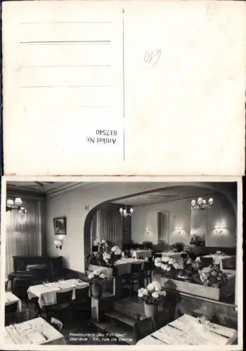 617540,Foto Ak Geneve Genf Restaurant Au Fin Bec Innenansicht