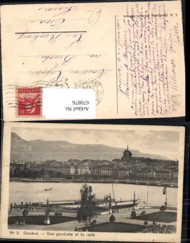 670876,Geneve Genf Vue generale et la rade Schiff Dampfer Leman Switzerland