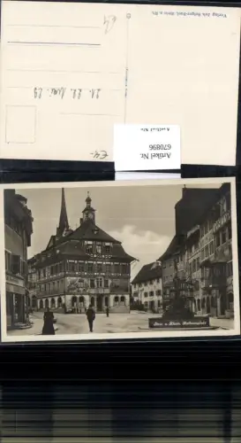 670896,Foto Ak Stein a. Rhein Rathausplatz Brunnen Rathaus Switzerland
