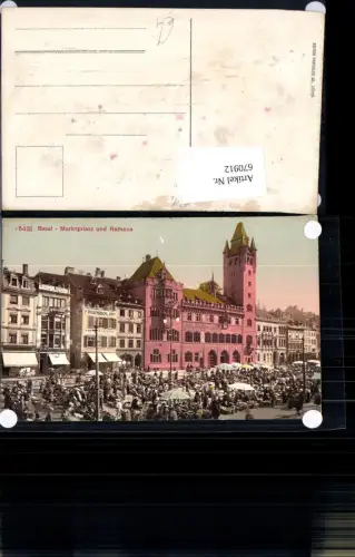 670912,Foto Ak Basel Marktplatz u. Rathaus Markt Switzerland