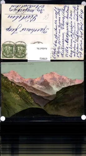 670952,Alpenglühn Mönch u. Jungfrau Lauterbrunnen Switzerland