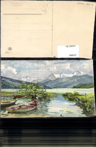 670980,Künstler Ak Thun Thunersee Boote See Switzerland