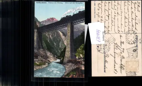 670999,Gotthardbahn Viaduct b. Amsteg Blick auf d. Windgälle Eisenbahn Switzerland