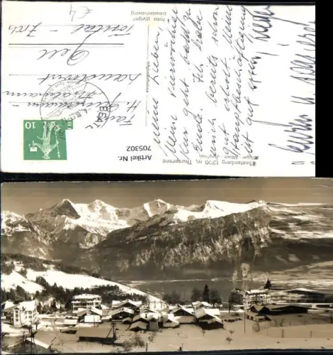 705302 Foto AK Beatenberg Thunersee Eiger Mönch u. Jungfrau Winteransicht