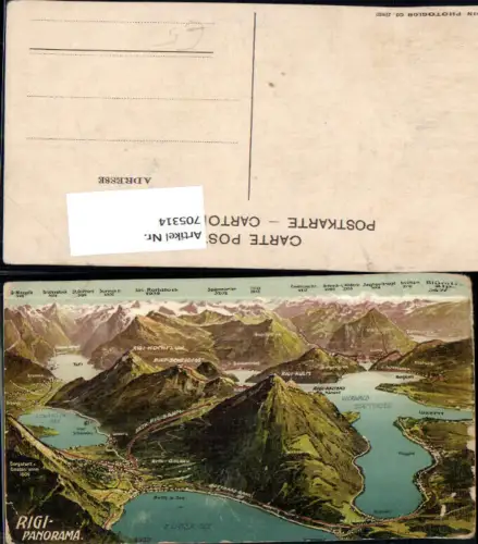 705314 Rigi Panorama Gipfelkarte Arth Luzern Meggen