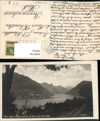 705325 Foto AK Lago di Lugano col Monte Bre verso Val Solda