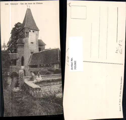 705982 Estavayer Une des tours du Chateau Schloss Estavayer-le-Lac