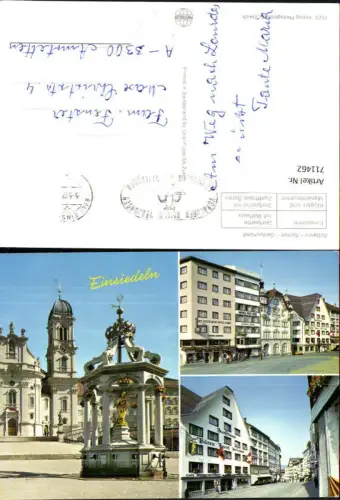 711462 Mehrbild AK Einsiedeln Dorfpartie Rathaus Kloster u. Marienbrunnen Zunfthaus Bären