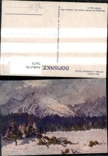70679,Künstler Ak Cina Jelinek Patria s Strbske Pleso Tschirmer See Bergansicht Winter