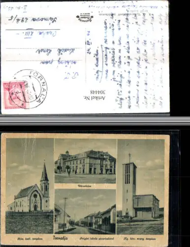 304448,Tornalja Tornala Varoshaza Evangelische u. Katholische Kirche Straßenansicht Mehrbildkarte
