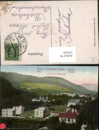 379258,Slovakia Lazne Bad Trencianske Teplice Kupele Fürdo Vilova ctvrt Villenviertel