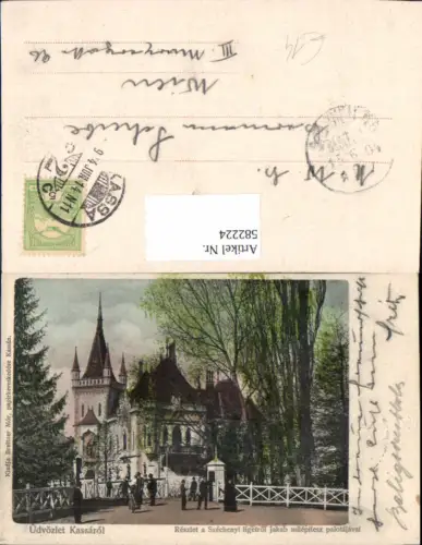 582224,Üdvözlet Kassarol Košice Kassa Reszlet a Szechenyi ligetröl Jakab müsepitesz palotajaval Slovakia