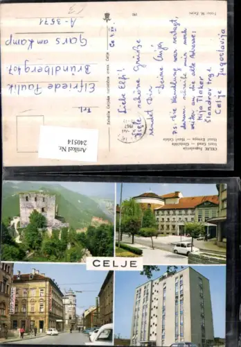 240514,Celje Stari Grad Hotel Europa Hotel Celeia Gledalisce Straßenansicht Ruine Mehrbildkarte