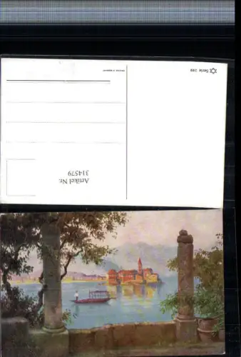 314579,Künstler AK Veldes Feldes Bled Insel Boot Säulen