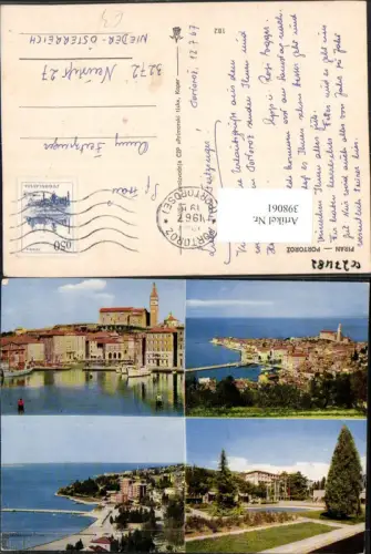 398061,Slovenia Piran Portoroz Totale Kirche Boote Mehrbildkarte