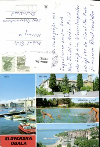 636587,Mehrbild Ak Piran Ankaran Belvedere Izola Portoroz Boote Slovenia