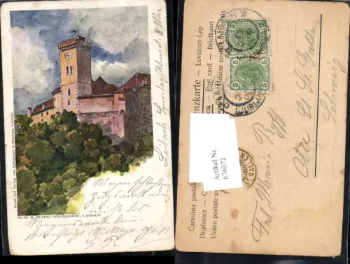 676072,Lithographie M. Ruppe Laibach Schlossberg Ljubljana Slovenia
