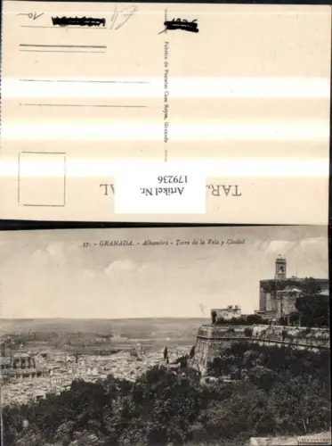 179236,Spanien Andalusien Granada Alhambra Torre de la Vela y Ciudad Ansicht