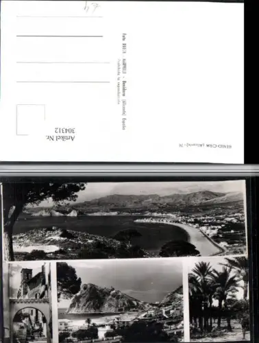 304312,Benidorm Totale Strand Strandleben Palmen Motiv Mehrbildkarte