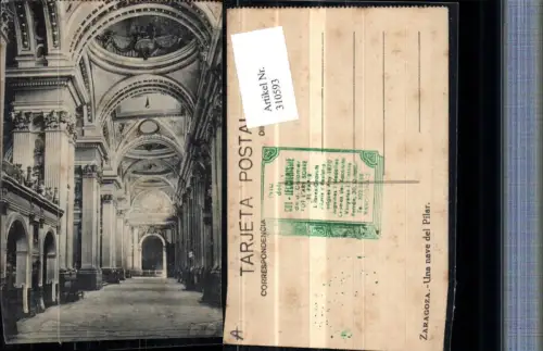 310593,Saragossa Zaragoza Una nave del Pilar Kirche Innenansicht