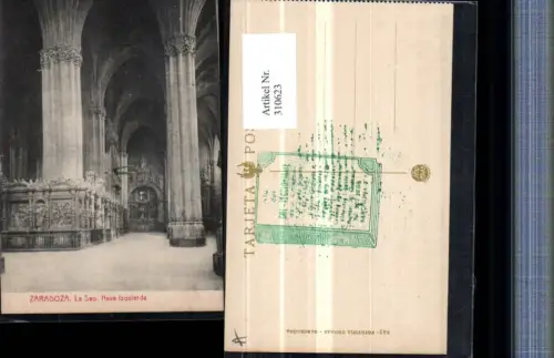 310623,Saragossa Zaragoza Kirche La Seo Nave izquierda Innenansicht Säulen