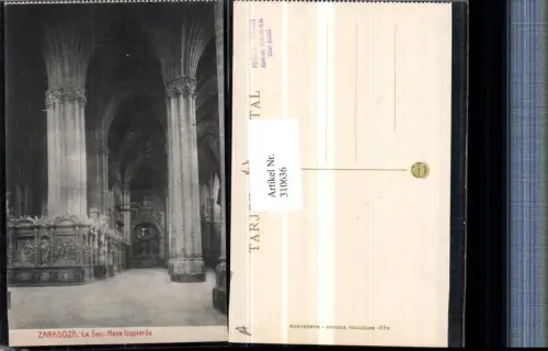 310636,Saragossa Zaragoza Kirche La Seo Nave izquierda Innenansicht Säulen