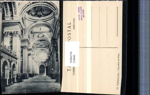 310640,Saragossa Zaragoza Una nave del Pilar Kirche Innenansicht