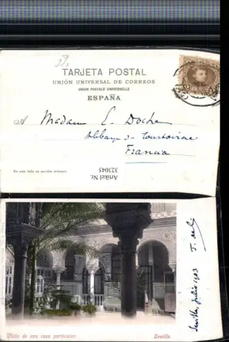 323045,Sevilla Patio de una casa particular Säulen pub Purger e Co 1878