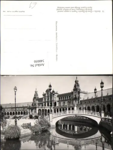 340050,Sevilla Plaza de Espana Puente y cuerpo central Brücke Gebäude