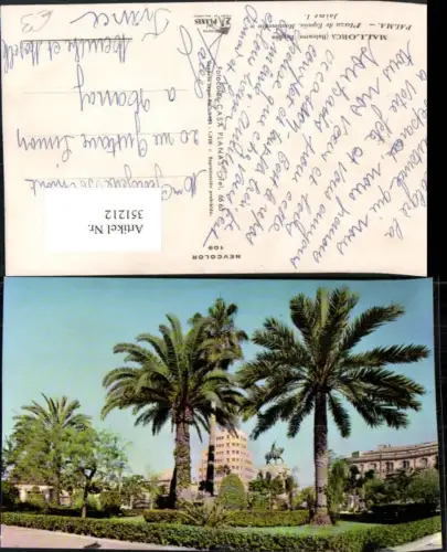 351212,Mallorca Palma Plaza de Espana Monumento a Jaime I Palmen