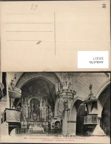 351217,Cerdana Espanola Puigcerda Interieur de l'Eglise Kirche Kanzel