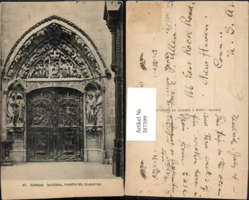 387399,Spain Burgos Catedral Puerta del Claustro Kirche Portal