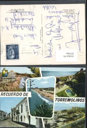 397966,Spain Torremolinos Vista parcial Playa de Carihuela Strand Mehrbildkarte