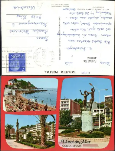 401074,Spain Lloret de Mar Strand Statue Mehrbildkarte
