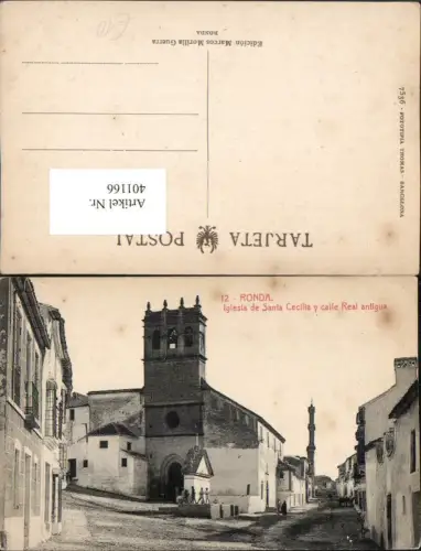 401166,Spain Malaga Ronda Iglesia de Santa Cecilia y calle Real antigua Kirche