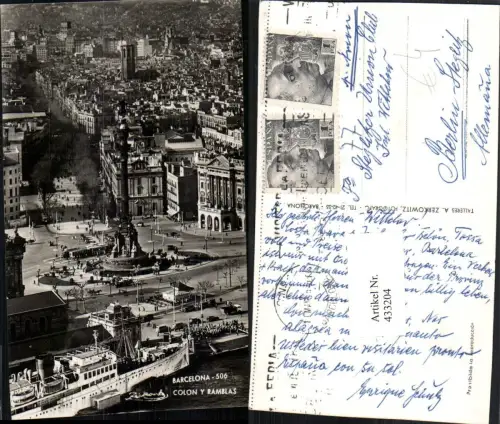 433204,Spain Barcelona Coolon y Ramblas Teilansicht Dampfer Säule