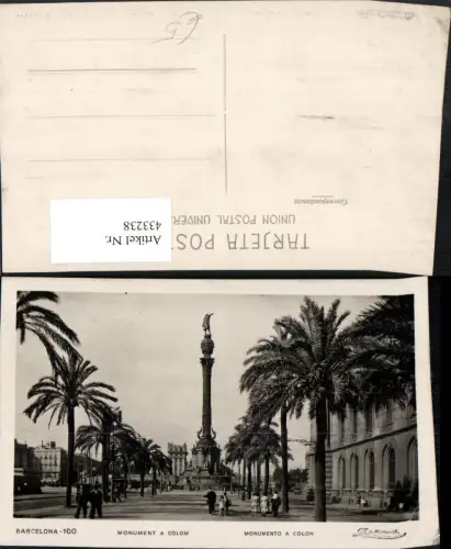 433238,Spain Barcelona Monument a Colom Säule Palmen