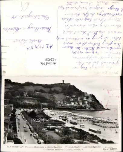 452428,Spain San Sebastian Playa de Ondarretta y Monte Igueldo Strand